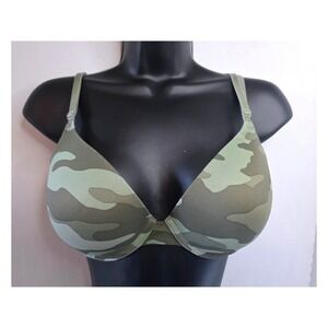 Victorias Secret PINK Wear Everywhere Push-Up Bra Green Camo 34C Camouflage